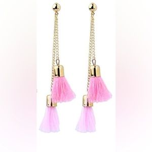 Two Layered Pink Tassel Earrings NWOT